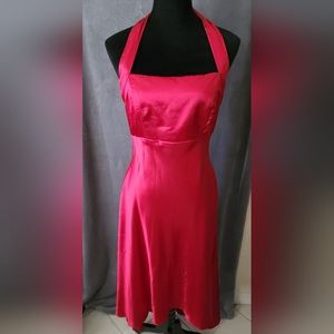 Red Asymmetrical Halter Dress